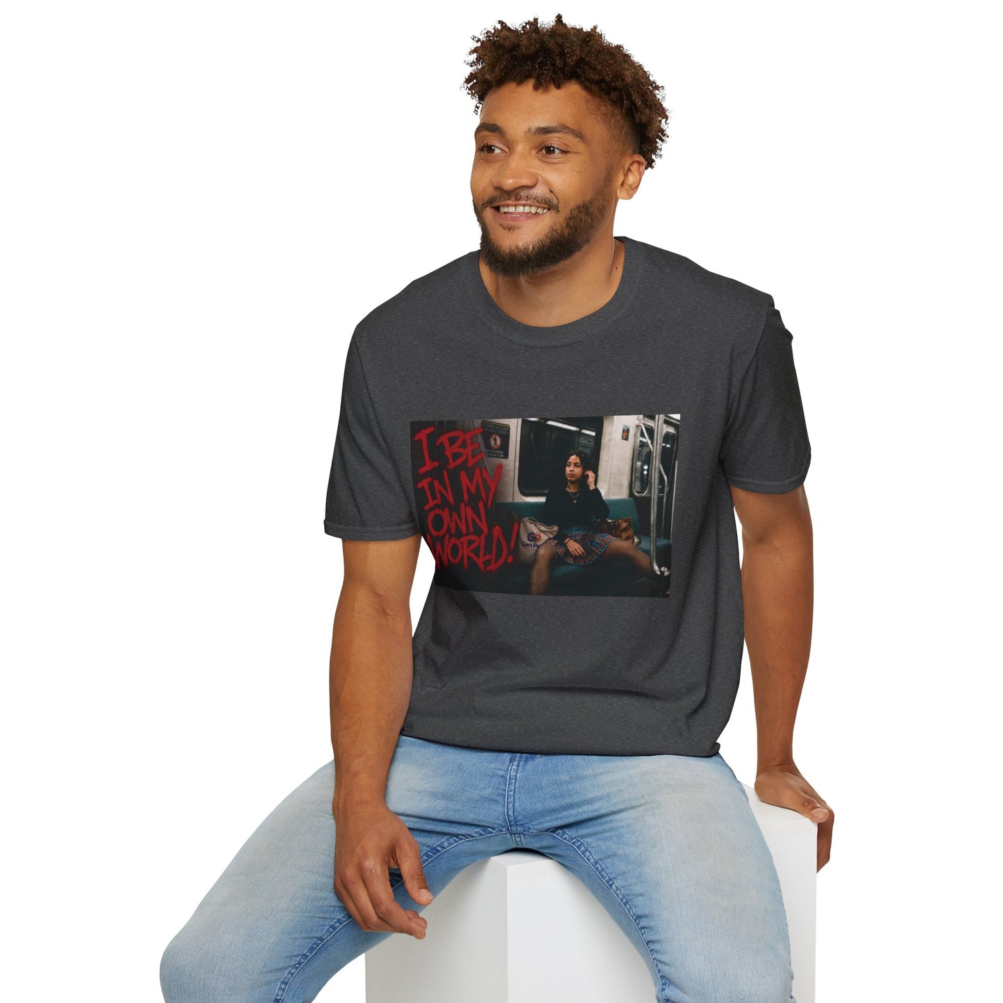 I be in my own world Unisex Softstyle T-Shirt